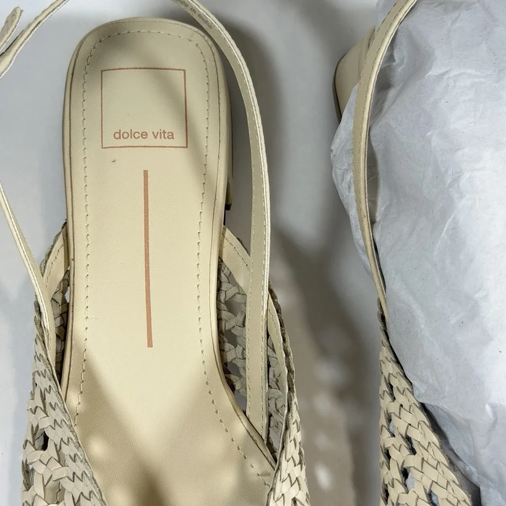 Dolce Vita Size-10M Birdie Off White Woven‎ Slingback Flats